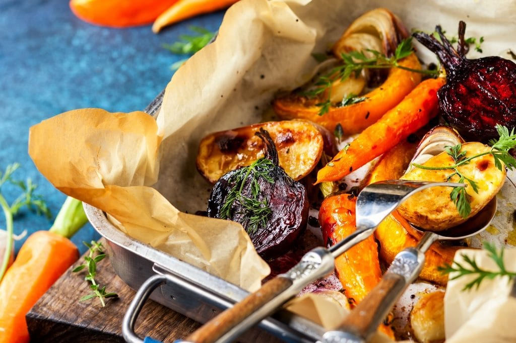 Oven roasted winter vegetables
