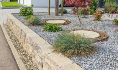 Modern garden with decorative landscape.