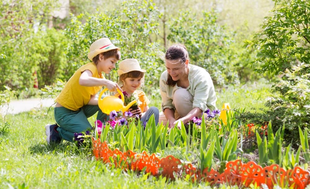 There is a variety of interesting activities children can be involved in, such as planting, mulching, and weeding.